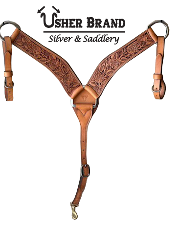 UBBC-3025 Bobbi Rose Tooled 3 piece breast collar